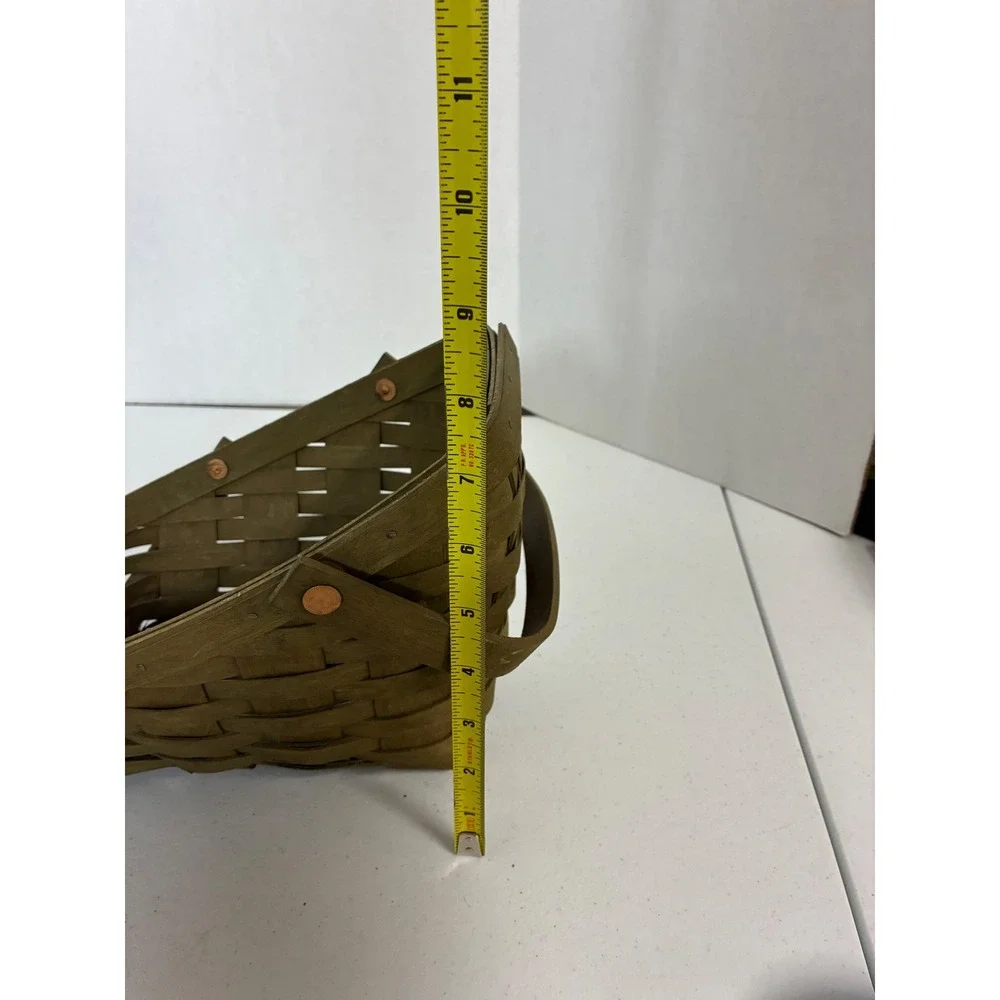 Longaberger 2008 Handmade Slanted Basket Woven Wood Dual Handle